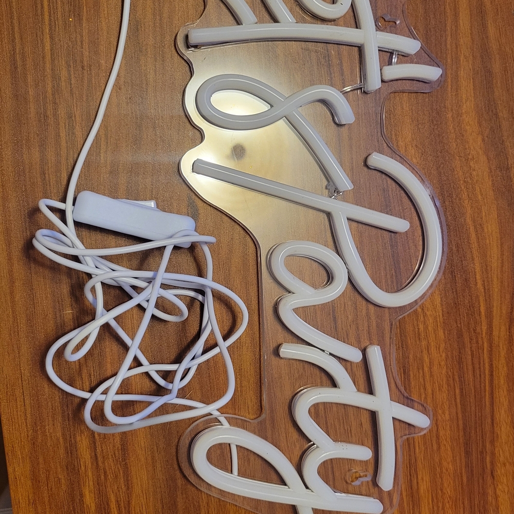 White Neon Light Sign